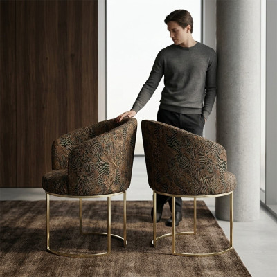 Esszimmerstühle Wohnzimmer luxuriöse Mehrfarbig 2x Stühle Metall Modern neu