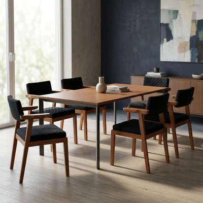 Luxus Esszimmer Stuhl Modern Holz Möbel 6x Stühle Schwarz Design Einrichtung