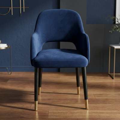Blauer Polster Esszimmerstuhl Moderne Küchenmöbel Designer Holzgestell