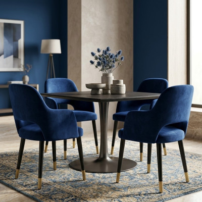 Luxus 4x Stühle Luxus Blauer Küchenmöbel Designer Esszimmerstuhl Holzmöbel