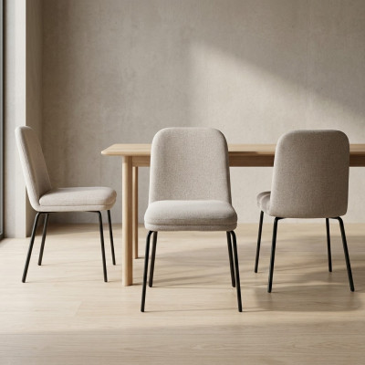 Gruppe Garnitur Stühle 6x Stuhl Set Textil Polster Sitz Edelstahl Esszimmer Neu