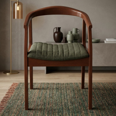 Stuhl Braun Design Wohnzimmer Esszimmer Holz Stühle Polster mit Armlehne