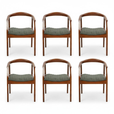 Stuhl Braun Design Wohnzimmer Esszimmer Holz 6x Stühle Polster Neu