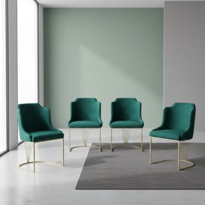 Designer Grüner Esszimmerstuhl 4x Stühle Luxus Einsitzer Moderne Esszimmer