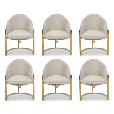 Modern 6x Stühle Polsterstuhl Esszimmerstuhl Metall Küchenstuhl Weiß Stilvoll