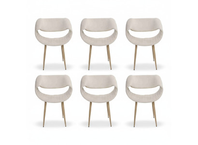 Luxus Stühle 6x gepolstert Moderne Weiß Stuhl Stuhl Esszimmer Wohnzimmer neu