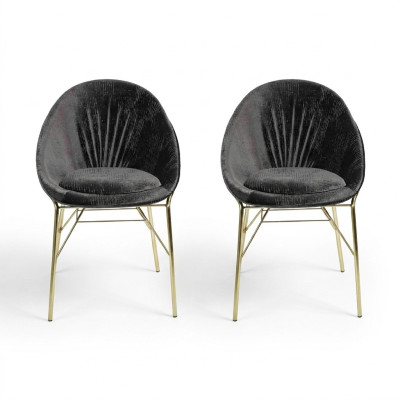 Design Schwarz 2x Stühle Ohne Armlehne Esszimmer Moderne Möbel Luxus Neu