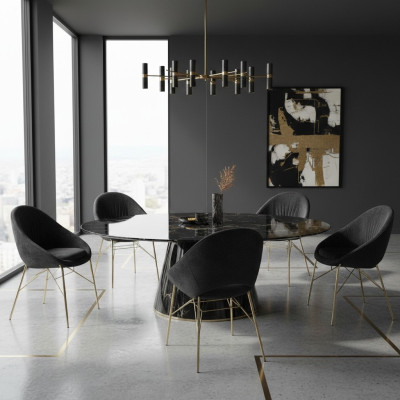 Moderne Design Schwarz 6x Stühle Ohne Armlehne Esszimmer Luxus Möbel