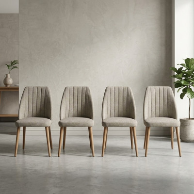 Modern Grau 4x Stühle Polsterstuhl Luxus Sessel Stuhl Lehnstuhl Esszimmer