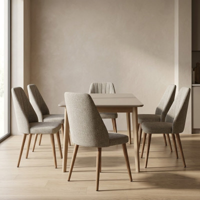 Modern 6x Stühle Polsterstuhl Luxus Sessel Grau Stuhl Lehnstuhl Esszimmer