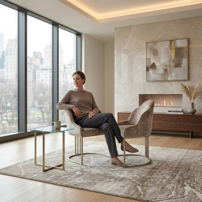 Esszimmerstuhl Luxus 4x Stühle Textil Design Metall Modern Stuhl Möbel