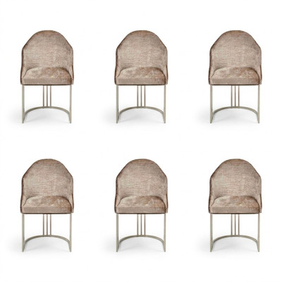 Luxus Esszimmerstuhl 6x Stühle Textildesign Metall zeitgenössische Stuhlmöbel