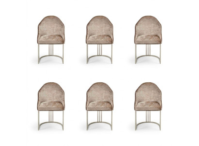 Luxus Esszimmerstuhl 6x Stühle Textildesign Metall zeitgenössische Stuhlmöbel