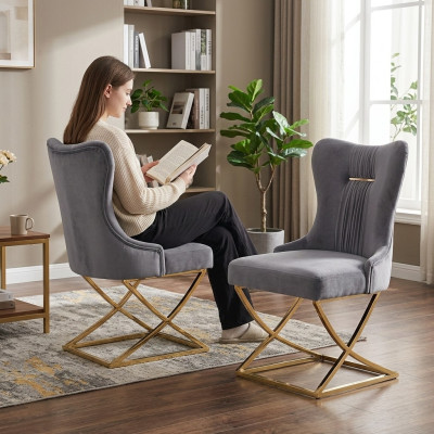Stilvoll Esszimmer 6x Stühle Luxus Sessel Stuhl grau Sessel Wohnzimmer Möbel neu