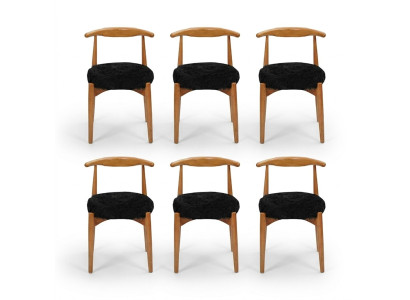 Luxus Esszimmer Holz 6x Stühle Braun Ohne Armlehne Design gepolsterter Stuhl