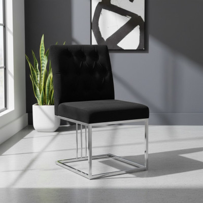 Schwarzer Lehnstuhl Designer Esszimmer Möbel Essstühle Edelstahlstuhl
