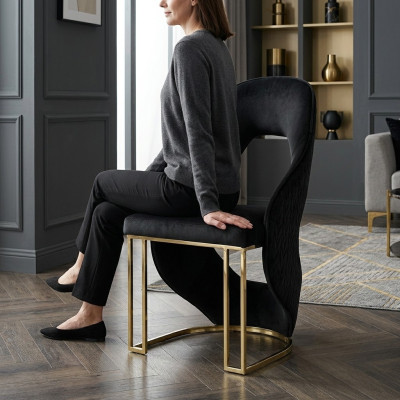 Stilvoll Stuhl Esszimmerstuhl Schwarz Küchenstuhl Lehnstuhl Luxus Modern Neuheit