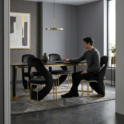 Stilvoll 4x Stühle Esszimmerstuhl Schwarz Küchenstuhl Lehnstuhl Luxus Neuheit