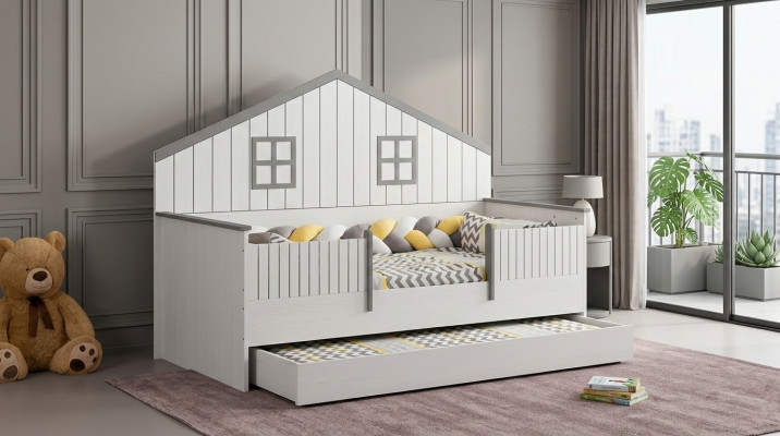 Modern Ausziehbares Kinderbett Luxuriöses Schlafzimmer Bett Holz Möbel