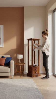 Vitrinen Glas Schrank Echtholz Vitrine Wohnzimmer Möbel Anrichte Neu