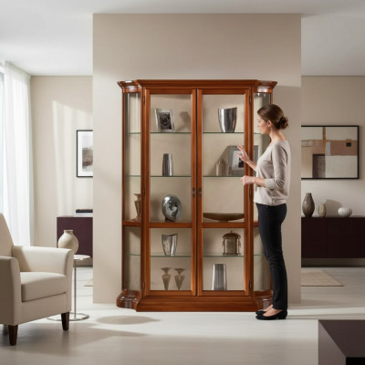 Vitrinen Glas Schrank Vitrine Wohnzimmer Holz Anrichte Luxus Möbel Neu