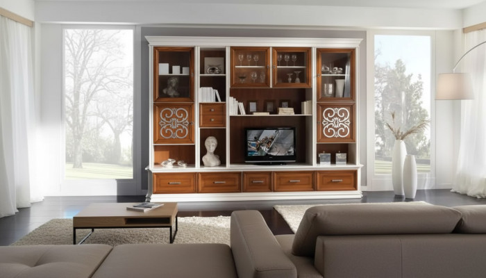 Wohnzimmer Wandregal TV Schrank Wandschränke Holz Wohnzimmer Möbel Neu