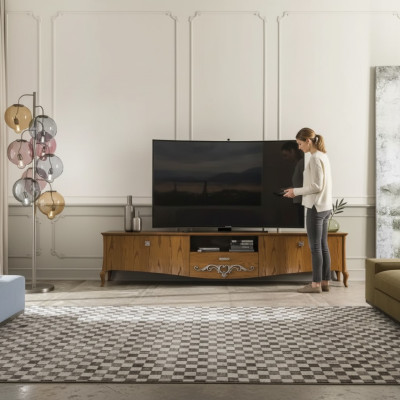 TV-Ständer rtv Wohnzimmer Design Regal Braun Holz Lowboard Italien Neu