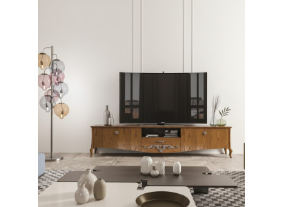 TV-Ständer rtv Wohnzimmer Design Regal Braun Holz Lowboard Italien Neu