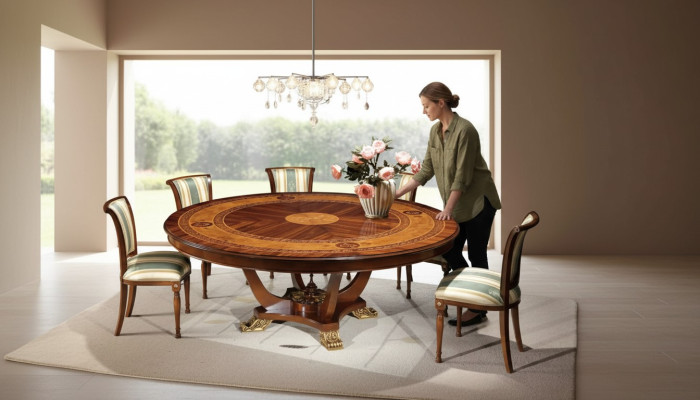 Runde Tisch Holz Tische klassisch Stil Ess Wohn Zimmer Möbel Braun Neu