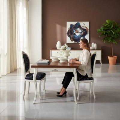 Esstisch 4x Stühle Esszimmer Set Essgruppe Tisch Garnitur Weiß Neu