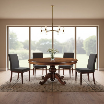 Esstisch Braun Rund Klassische Esszimmer Luxus Holz Tische Design Neu