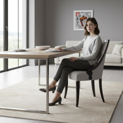 Stuhl Luxus Möbel Wohnzimmer Esszimmer Holz Möbel Grau Lehnstuhl Neu