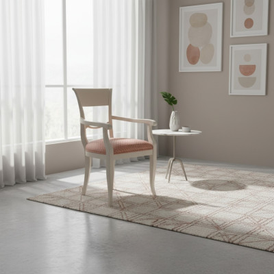 Stuhl mit Armlehne Braun Design Wohnzimmer Polster Esszimmer Holz Neu