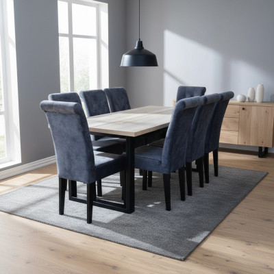 Esszimmer Esstisch 8x Stühle Garnitur Tisch Gruppe 9tlg. Set Komplett
