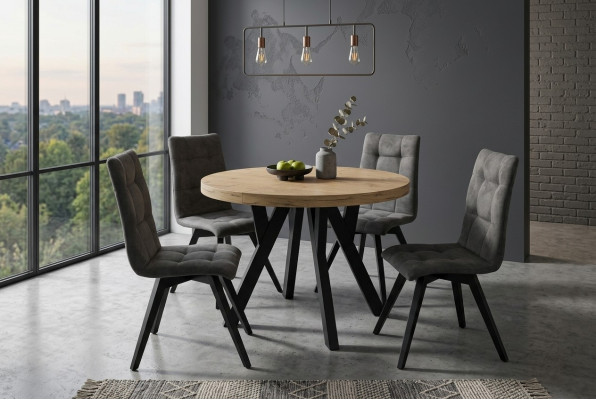 Komplett Rund Esstisch 4x Stühle Esszimmer Set Ess Gruppe Holz 5tlg