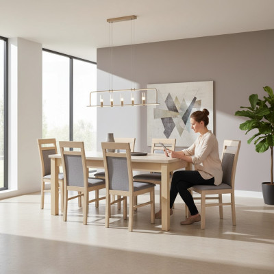 Esstisch + 6x Stühle Esszimmer Garnitur Designer Holz Klassische Set