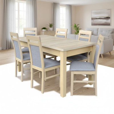 Esstisch + 6x Stühle Esszimmer Garnitur Designer Holz Klassische Set