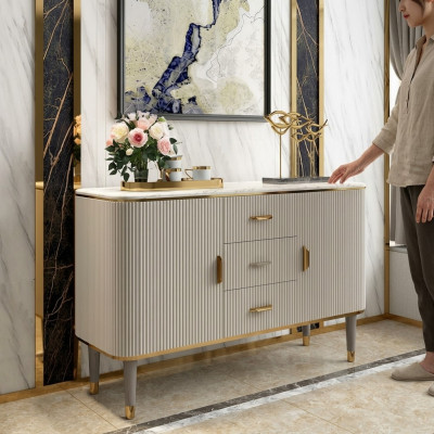 Design Möbel Luxus Kommoden Sideboard Wohnzimmer Moderne Grau Holz Neu