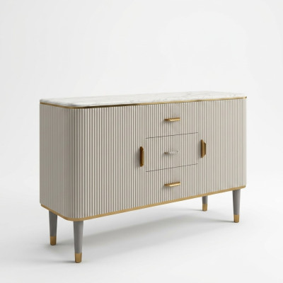 Design Möbel Luxus Kommoden Sideboard Wohnzimmer Moderne Grau Holz Neu
