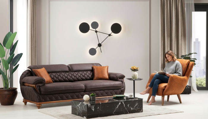Modern Komplett Wohnzimmer Set Sessel Sofa Couch Polster Sitzer Dreisitzer