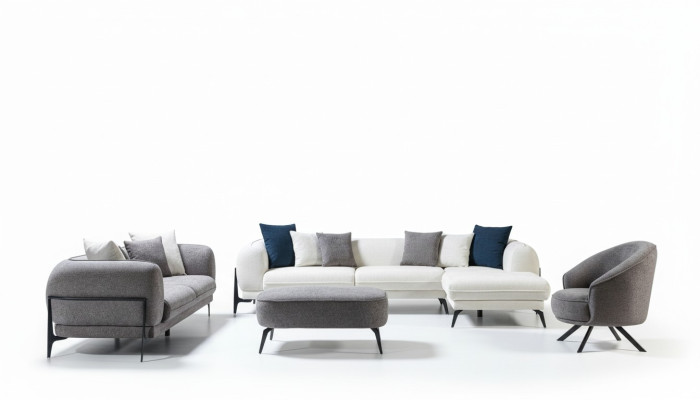Wohnzimmer Set 3tlg Sofa L-Form Sofa Couch Dreisitzer Polstersofas Sessel Neu