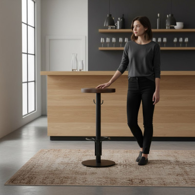 Bartisch Rund Stehtisch Modern Holz Braun Möbel Neu Luxus Design