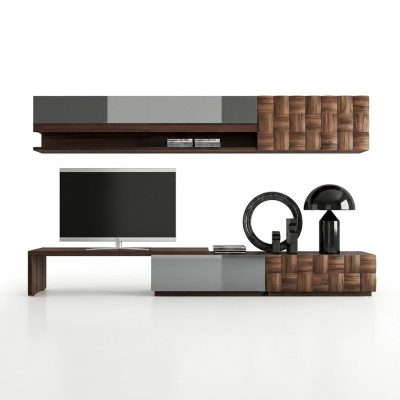 Komplett Wohnzimmermöbel Wohnwand TV-Ständer Wandschrank Designer 2x Wandregale