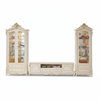 Wohnzimmer Set Luxus TV Staender 2x Vitrine 3tlg neu Innenbereich