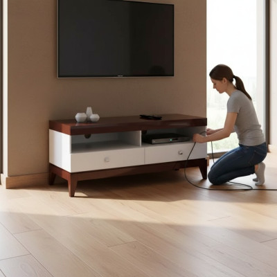Wohnzimmer tv Ständer Fernseher weiß Sideboard Schrank Möbel Holz
