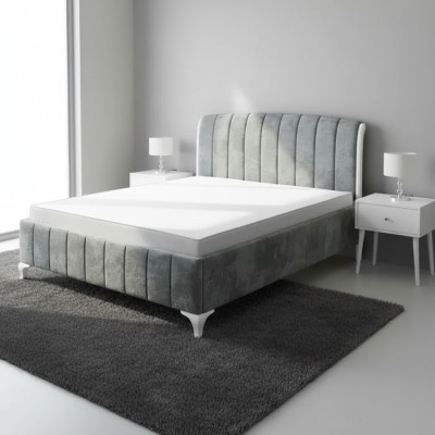 Luxuriöses Betten Schlafzimmer grau Doppelbett Holzbetten Bettgestell Bett