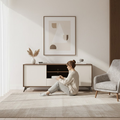 Design Wandschrank Regal Wohnzimmer TV-Ständer Holz Wand Regale