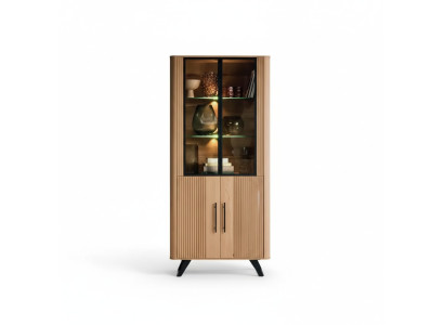 Vitrine Möbel Wohnzimmer Schrank beige Glasvitrine Schränke Neu