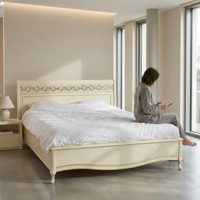 Bett Polster Design Luxus Doppel Hotel Betten Holz Neu weiß Farben