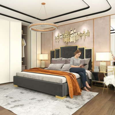 Bett 2x Nachttisch 3 tlg Schlafzimmerset Design Modern Luxus Nachttische